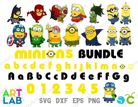 Minion Font, Minions Shirt, Minion Clipart, Diy Birthday Shirt, Minion Shirts, Diy Minions, Superhero Svg, Minions Birthday, Om Art