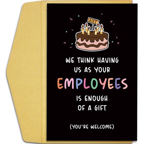 PRICES MAY VARY. If you are looking for a cute and fun greeting card for your boss, look no more! This humorous boss card is perfect for a boss with a sense of humor. Celebrate your boss's special day in a cheeky way. Whether it's National Boss Day, Birthday, Promotion, Leaving, Retirement, Thank You, Christmas, or Just Because. The card measures 8" x 5.3" inches when folded and comes with a coordinating envelope. Wonderful boss gift idea. Each card is made from the high-quality 300gsm card. Fol National Boss Day Gifts, Boss Day Ideas, Boss Day Gift Ideas For Women, National Bosses Day Ideas, Boss Appreciation Ideas, Bosses Day Gift Ideas Offices, Boss Day Gift Ideas, Boss Day Card, Happy Boss Day