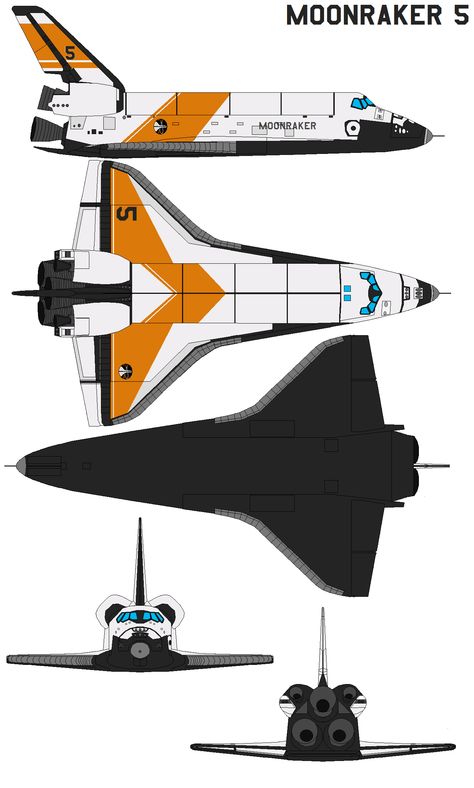 Space shuttle moonraker 5 by bagera3005.deviantart.com on @deviantART Space Shuttle Enterprise, Nasa Space Program, Nasa Space Shuttle, Space Facts, Space Rocket, Spaceship Design, Air Space, Space Program, Space Nasa