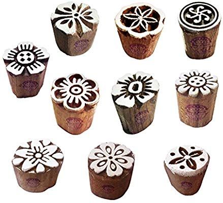 Clay Printing Stamps Arty Crafty Small Floral Shape Wooden Blocks (Set of 10): Amazon.co.uk: Toys & Games Make Temporary Tattoo, Indian Fabrics, Wooden Printing Blocks, Printing Blocks, Clay Stamps, Fabric Stamping, Stamp Blocks, Wooden Stamps, Wood Stamp