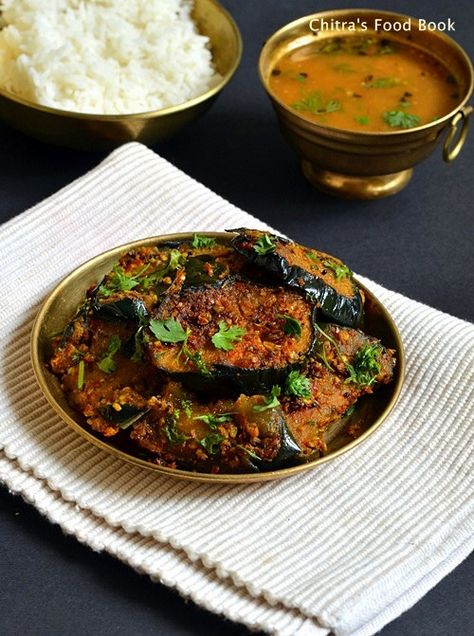 Brinjal Fry Recipe/Eggplant Roast For Rice | Chitra's Food Book Brinjal Recipes Indian, Brinjal Fry Recipe, Brinjal Fry, Recipe For Rice, Recipe Eggplant, Veg Dishes, Vegetable Curry, South Indian Food, Best Side Dishes