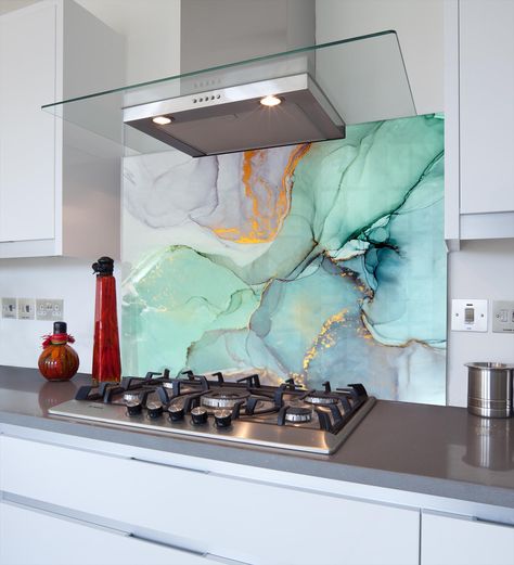 Glass Splashback Kitchen, Printed Glass Splashbacks, Glass Backsplash Kitchen, Glass Splashbacks Kitchen, Kitchen Splash Back, Kitchen Cooker, Glass Splashbacks, Kitchen Backsplash Designs, Kitchen Stand