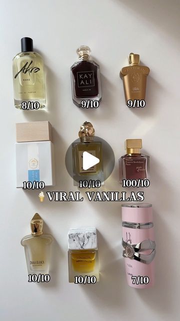 Mel on Instagram: "🍦Rating viral Vanilla fragrances.

🧁Bake by Akro
🤎Vanilla 28 by Kayali
🍋Lira by Xerjoff - Casamorati
🍨Bianco Latte by Giardini Di Toscana
🍮Escapade Gourmande by Maison Mataha
✨Gentle Fluidity Gold by Maison Francis Kurkdjian
🤍Dama Bianca by Xerjoff - Casamorati
🎀Mallow by Sora Dora
🌸Yara by Lattafa

💕Do you spot any favourites here?

✨❔What are your favourite Vanilla fragrances at the moment?
 🌻Follow @scentcurious if you always want to smell amazing. 

 #fragranceaddiction #nichefragrance #perfumelovers #perfumelover #fragrances #perfumecollection #perfumes #perfumeaddict #smellgoodfeelgood #perfumehaul #fragrancecollection #vanillafragrance #perfumeobsessed #scentaddict #nichefragrances #fraghead #nicheperfume #perfumeoftheday #luxuryfragrance #smellsgood #k Gentle Fluidity, Vanilla Desserts, Niche Perfume, Vanilla Fragrance, Smell Amazing, Perfume Lover, Luxury Fragrance, Fragrance Collection, Perfume Collection