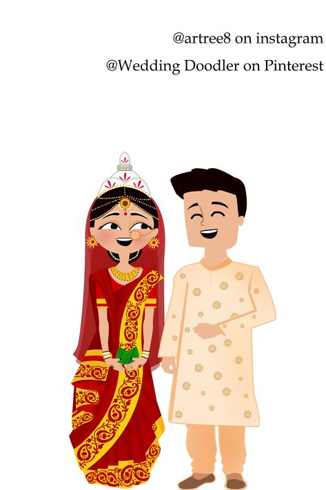 #wedding #weddingillustration #weddingcustomcard #customcard #shaadi #weddingcard #illustration #doodle #bengalibride #bengaliwedding #bengalibrideillustration #northindian #northindianwedding #northindianweddinginvite  #einvite #eweddinginvite Bengali Wedding Couple Cartoon, Bengali Bride Cartoon, Bengali Bride And Groom Cartoon, Bengali Bride Illustration, Bengali Bride Drawing, Bengali Bride Groom Illustration, Bengali Wedding Invitation Cards, Bengali Wedding Illustration, Kula Art