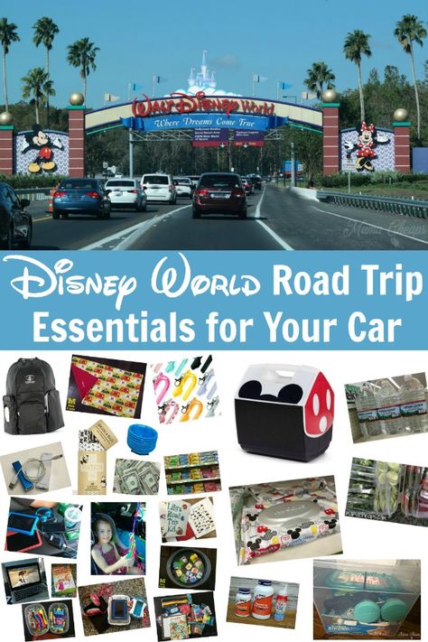 If you are driving more than a couple hours to Disney, you need to read this post! Check out our handy list of road trip essentials and must-haves for your car ride to Disney. From Snacks to boredom busters and everything in between - we've got you covered! Use this list to plan your vacation drive and have all the supplies you'll need! #disney #roadtrip #mamacheaps Road Trip Basket, Car Trip Activities, Car Ride Activities, Disney Road Trip, Disney Christmas Gifts, Packing List For Disney, Disney Vans, Road Trip Car, Road Trip Packing