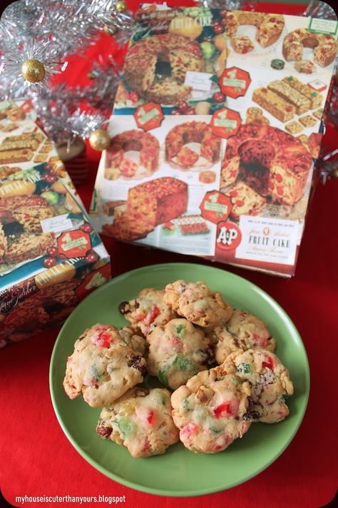 *~my house is cuter than yours~*: Fruit Cake Cookies Cake Mix Fruit Cake, Fruit Cake Cookies Recipe, Fruitcake Cookies, Recipe Card Box, Fruit Cake Cookies, Cookies Box, Mix Fruit, Fruit Cookies, Spice Cake Mix