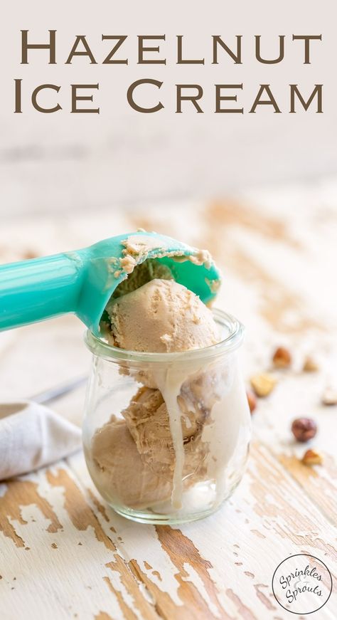 Creamy, rich and packed with hazelnut flavour. This egg free Hazelnut ice cream is a decadent and delicious treat. Beautiful Meals, Hazelnut Ice Cream, Hazelnut Recipes, Gelato Recipe, Ice Cream Sprinkles, Easy Ice Cream, Homemade Ice Cream Recipes, Sorbet Recipes, Cold Desserts