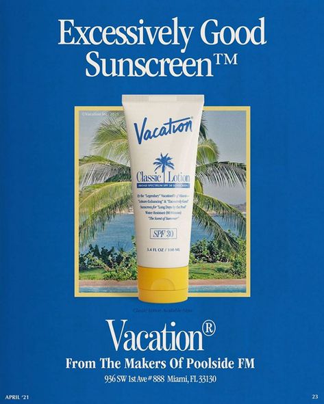 Vacation Sunscreen - Packaging Design System on Behance Sunscreen Packaging Design, Vacation Sunscreen, Sunscreen Packaging, Instagram Font, Design System, Graphic Design Branding, Ad Design, Graphic Design Posters, Vintage Ads