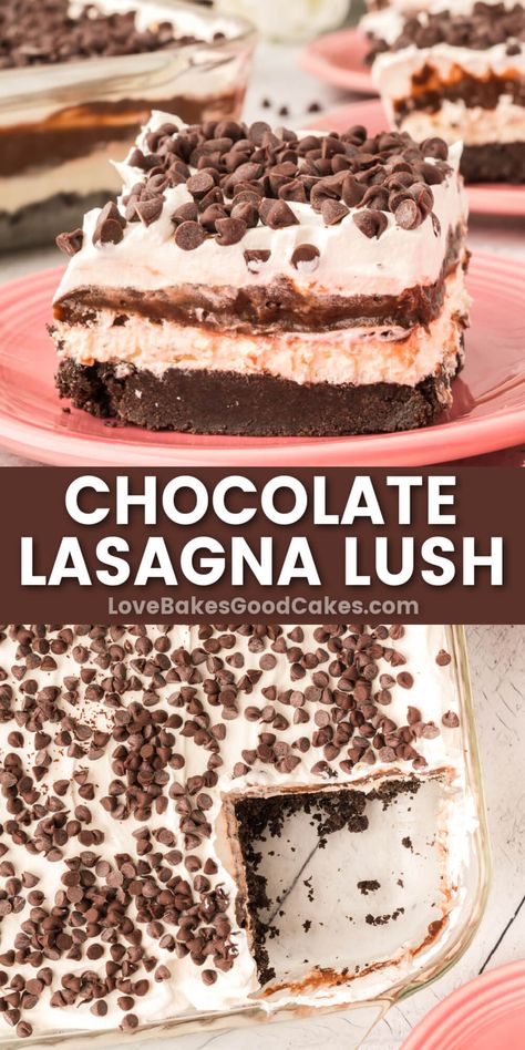 Layered Chocolate Cheesecake, Desert Lasagna Recipes, Chocolate Lush Dessert Recipe, Dessert Lasagna Recipes, Chocolate Lush, Chocolate Lasagna Dessert, Gooey Desserts, Dessert List, Layered Dessert Recipes