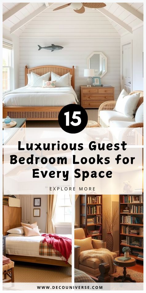 Host like a pro with these guest room ideas! These 15 tips help you design a comfortable, welcoming space your guests will appreciate. Guest Room Themes, Guest Bedroom Furniture, Luxurious Guest Bedroom, Guess Room, Bold Bedding, Guest Room Essentials, Guest Bedroom Ideas, Cozy Christmas Living Room, Guest Bedroom Design