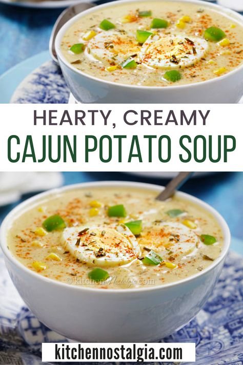 Southwest Potato Soup, Cajun Soups, Spicy Potato Soup, Cajun Potato Soup, Pureed Vegetables, Cajun Soup, Cajun Potato Salad, Winter Soups And Stews, Cajun Potatoes