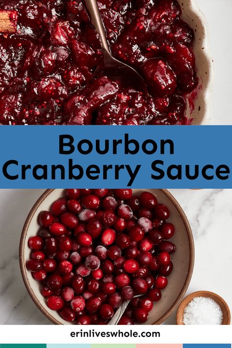 A full-bodied, tangy bourbon cranberry sauce is just what your holiday table needs. It tastes and looks gourmet, but is refreshingly effortless. Bourbon Cranberry Sauce, Maple Cranberry Sauce, Easy Cranberry Sauce, Canned Cranberries, Canned Cranberry Sauce, Vanilla Bourbon, Homemade Cranberry Sauce, Cranberry Sauce Recipe, Cranberry Sauce Homemade