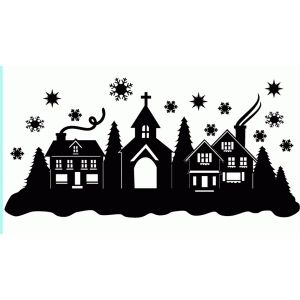 Black And White Silhouette, Silhouette Christmas, Christmas Town, Christmas Window, Silhouette Design Store, Christmas Scene, Noel Christmas, Kirigami, Christmas Village