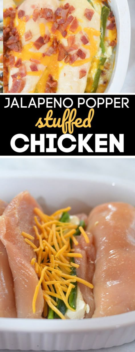 Jalapeno Popper Stuffed Chicken, Cheese Stuffed Chicken Breast Recipes, Popper Stuffed Chicken, Recipes Jalapeno, Chicken Breast Oven Recipes, Stuffed Chicken Breast Cream Cheese, Chicken Dishes For Dinner, Chicken Breast Stuffed, Actifry Recipes