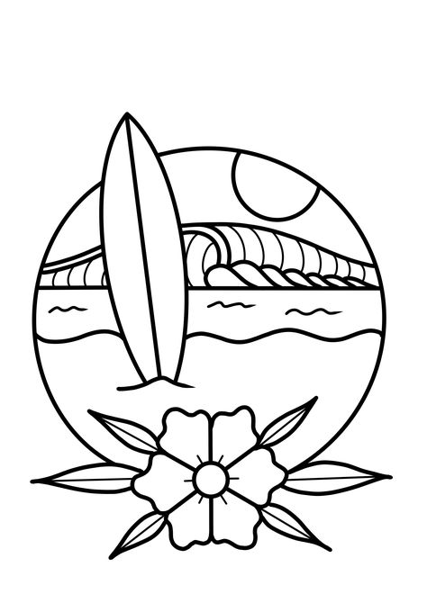 Summer Coloring Pages Aesthetic, Aesthetic Summer Drawings Easy, Summer Coloring Sheets Aesthetic, Hawaii Drawing Easy, Preppy Coloring Sheets, Easy Coloring Pages Aesthetic, Outer Banks Coloring Pages, Preppy Colouring Pages, Easy Things To Color