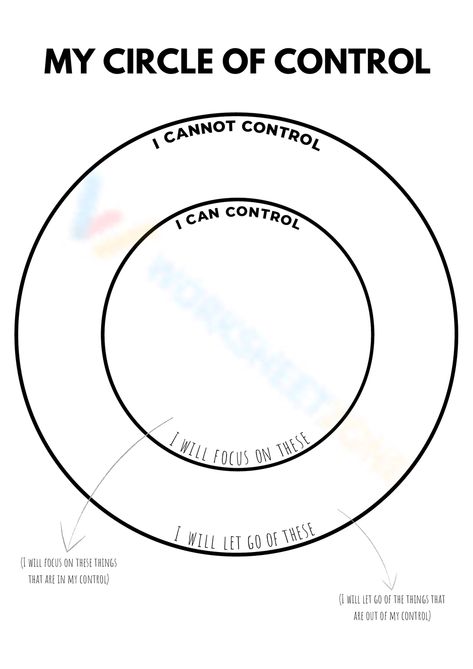 Things I Can Control Worksheet, Productivity Worksheet, Dbt Diary Card, Control Worksheet, Things I Can Control, Circle Of Control, Raffle Tickets Printable, Free Printable Birthday Cards, I Can Control