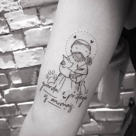 St Francis Tattoo, Tattoo Pet, Sao Francisco, St Francis, Love Tattoos, Card Art, Geometric Tattoo, I Love, Tattoos