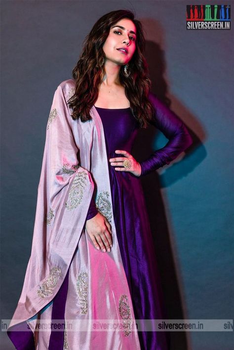 Raashi Khanna Photoshoot Stills – Silverscreen India | Anarkali dress pattern, Fashion attire, Trendy dress outfits Rashi Khanna Dresses, Pattu Salwar Suits, Pattu Kurti Designs, Purple Dress Outfit, Tik Tok Videos Funny, Raashi Khanna, Silk Kurti Designs, Designer Anarkali Dresses, Long Gown Design