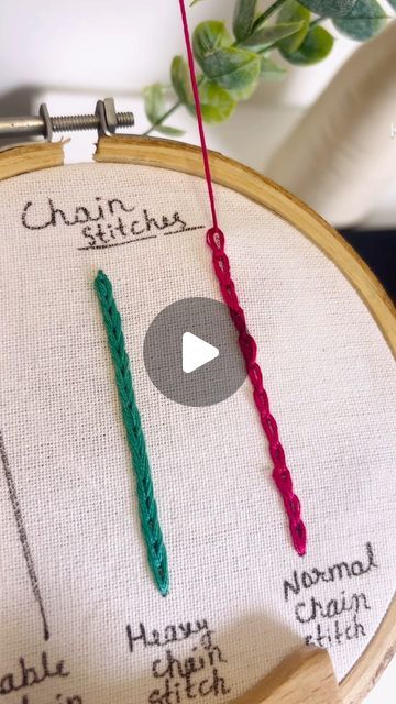 Knots and Threads on Instagram: "Chain stitch tutorial 🫶🏻

Chain stitch is the traditional stitch used to create vivid roping effect. It uses one continuous thread that loops back on itself.

[ embroidery. Handembroidery. Chain stitch. Handmade. Embroidery art. Embroidered. Embroiderytips. Trending. Reel. Reels. Reelinstagram. Reelitfeelit]" Chain Stitch Variations Embroidery, Chain Stitch Tutorial, Embroidery Chain Stitch, Chain Stitch Embroidery, Stitch Tutorial, Heavy Chain, Chain Loop, Handmade Embroidery, Double Chain