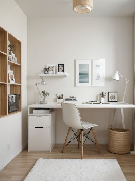 Desk For Studying, Shelves For Decor, University Bedroom, Student Bedroom, Sleek Desk, Bedroom Aesthetics, Student Room, Floor Shelf, Study Room Decor