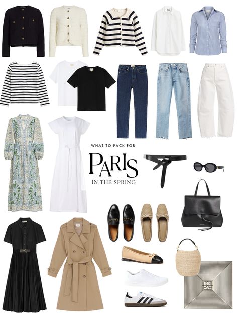 What to Pack for a Trip to Paris in the Spring Paris Spring Outfit, Capsule Packing, Paris Fashion Summer, A Week In Paris, Paris In The Spring, Parisian Wardrobe, What To Wear In Paris, September Outfits, Pack For A Trip