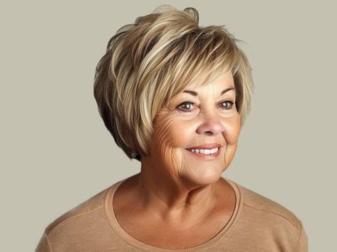 25 Ladies Over 60 with a Round Face Show How to Rock Short Haircuts Stacked Haircuts, Stacked Hair, Chin Length Hair, Bob Haircut For Fine Hair, Short Hairstyles For Thick Hair, Short Hair Over 60, Short Bob Haircuts, Haircuts For Fine Hair, Short Hair Haircuts