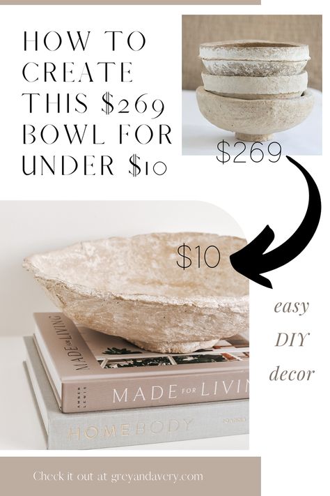 Diy Plaster Bowl, How To Style A Decorative Bowl, Diy Textured Coffee Table, How To Style Decorative Bowls, Plaster Bowls Diy, Plaster Of Paris Home Decor Diy, Diy Decorative Bowl, Cement Bowls Diy, Homemade Decorations For Home