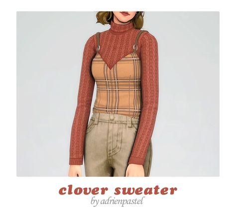 📑 Clover Sweater · | AdrienPastel on Patreon Male Sweaters, Sims 4 Patreon, Dressy Sweaters, Sims 4 Dresses, Sims 4 Mods Clothes, Fuzzy Sweater, Free Instagram, Maxis Match, Sims 4 Mods