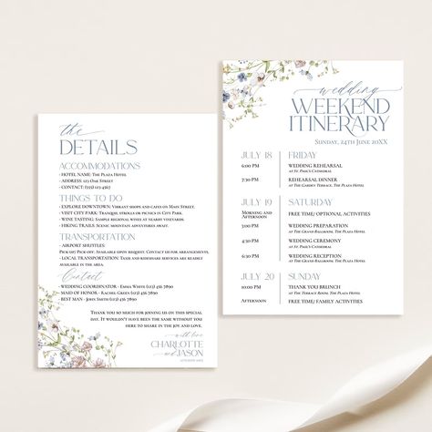 Wedding Itinerary Editable Template, Wildflower Wedding Party Itinerary Template, Wedding Weekend Itinerary Timeline Template D006 - Etsy Wildflower Wedding Party, Party Itinerary Template, Wedding Day Itinerary, Wedding Itinerary Template, Wedding Weekend Itinerary, Party Itinerary, Wedding Planning Binder, Timeline Template, Wedding Itinerary