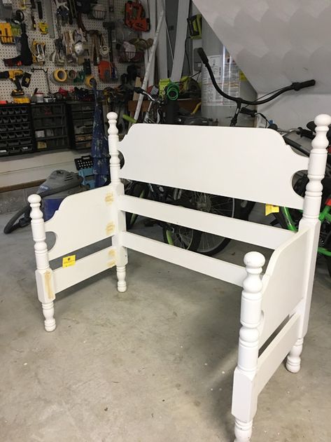 Refurbished Bedroom Furniture, Bed Frame Bench, Headboard Benches, Old Bed Frames, Making A Bench, Headboard Bench, Diy Furniture Renovation, Furniture Rehab, Built In Bench