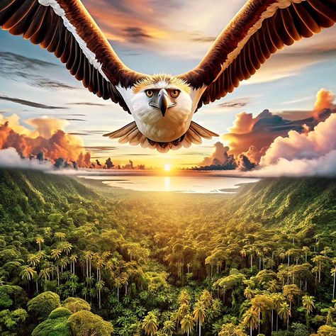 Doesn't this look #like the #majestic Philippine 🇵🇭 #eagle? And it's #screaming, #followme! 😊 #aiart #ai #rainforest #sunset #sunsetlovers Eagle Background, Eagle Poster, Philippine Eagle, Diy Art Projects, Nature Birds, Poster Making, Diy Art, Philippines, Art Projects