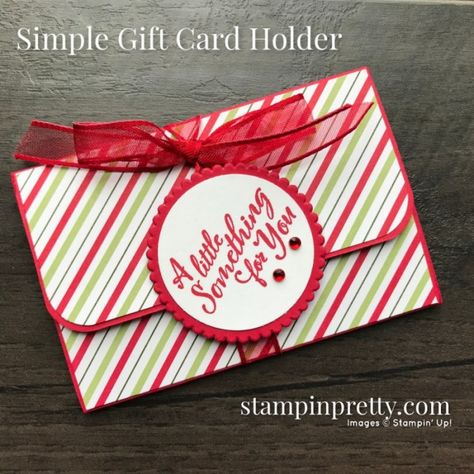 Gift Card Holder using the Heartwarming Hugs Designer Series Paper from Stampin\' Up! Mary Fish, Stampin\' Pretty Christmas Money Cards, Holiday Gift Card Holders, Christmas Gift Card Holder, Mary Fish, Gift Cards Money, Stampin Pretty, Christmas Gift Card Holders, Christmas Money Holder, Gift Card Holders