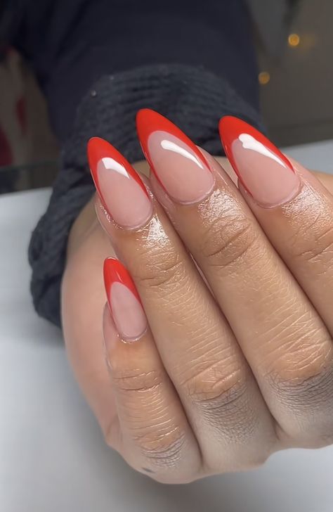 Orange French Tip Almond Nails, Graduate Outfit, Almond French Tip Nails, Orange French Tip, Tip Almond Nails, French Tip Almond Nails, Almond French Tip, French Tip Almond, Red French Tip