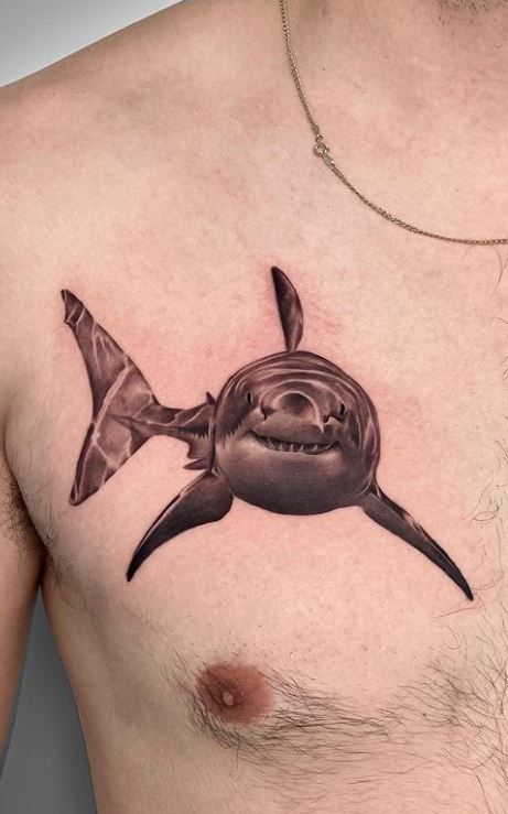 White Shark Tattoo Design, Megalodon Shark Tattoo, Shark Head Tattoo, Bull Shark Tattoo, Realistic Shark Tattoo, Shark Tattoo Men, Shark Tattoo Sleeve, Tiger Shark Tattoo, Hammerhead Tattoo