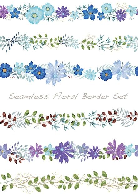 Free vector seamless vector watercolor f... | Free Vector #Freepik #freevector #bridal-bouquet #watercolor-flowers #watercolor-floral #flower-clip-art Red Rose Png, Watercolor Floral Border, Watercolour Wedding Stationery, Watercolor Border, Eucalyptus Wedding Invitation, Wedding Logo Monogram, Vintage Borders, Floral Border Design, Watercolor Clip Art