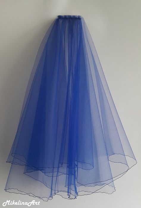 Blue Wedding Veil, Wedding Veil Styles, Dark Blue Wedding, Blue Veil, Wedding Veils Short, Veil Styles, Royal Blue Wedding, Wedding Dress With Veil, Blue Wedding Dresses