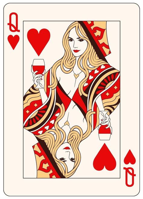 Queen Of Hearts Card, Playing Cards Art, The Queen Of Hearts, Queen Of, Instagram Queen, Playing Cards Design, 카드 디자인, Art Carte, Art Et Illustration