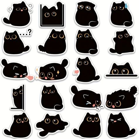 Cat Daycare, Cat Massage, Animal Caricature, Black Cat Sticker, Cat Hacks, Cute Animal Drawings Kawaii, Kawaii Chibi, Cute Kawaii Drawings, Doodle Designs