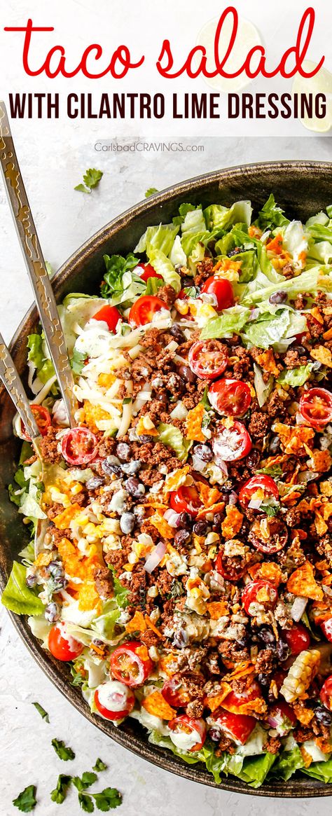 Big Salads For Dinner, Best Taco Salad Recipe, The Best Taco Salad Recipe, Reunion Recipes, Best Taco Salad, Easy Taco Salad Recipe, Taco Salad Dressing, 2024 Meals, Taco Salad Recipe