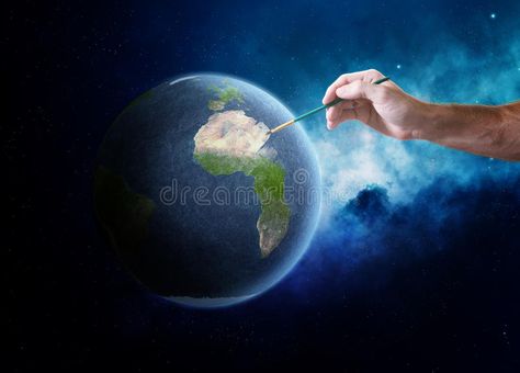 Painting Earth. An artist painting the earth with a paint brush , #AD, #artist, #Earth, #Painting, #painting, #brush #ad E Waste Recycling, Recycling Information, Creator Of The Universe, Earth Images, Electronic Recycling, Watering Globe, Artist Painting, Stock Images Free, Stock Illustration