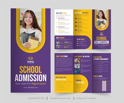 Leaflets Ideas School, School Admission Brochure, College Brochure Design Creative, School Leaflet Design, Brochure Design Ideas For School, Brochure Design For School, School Brochure Design Ideas, School Brochure Design Creative, Collage Admission