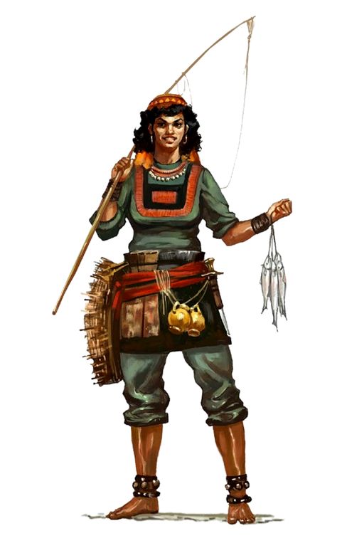 Female Human Commoner Sailor Fisher - Pathfinder 2E PFRPG DND D&D 3.5 5E 5th ed d20 fantasy Fisher Character Design, Dnd Sailor Character Design, Dnd Fisherman, Dnd Sailor, Female Sailor, Female Fisherman, Ranger Dnd, Fantasy Adventurer, Pathfinder 2e