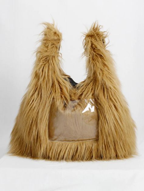 Margiela MM6 orange faux fur yeti shopper with clear outer pocket — fall 2016 | V A N II T A S Margiela Bag, Paris Outfit Ideas, Fur Bags, Tabi Socks, Fur Accessories, Textiles Techniques, Fur Bag, Queen Dress, Paris Outfits