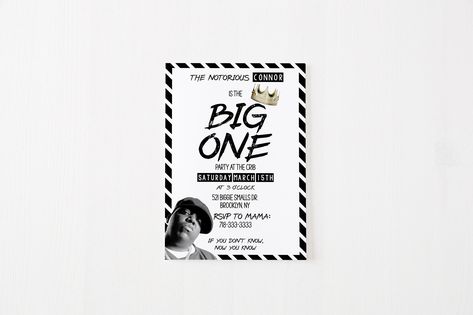 The Big One Birthday Party, Big One Birthday Party, The Big One Birthday, Boys First Birthday Party Ideas, 1st Birthday Invitation, Biggie Smalls, Birthday Party Invitation Templates, The Big One, Notorious Big