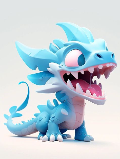 Stylized Dragon, 3d Creature, Funny Dragon, 동화 삽화, Cartoon Dragon, Toy Art, Chibi Characters, Concept Art Character, Fantasy Creatures Art