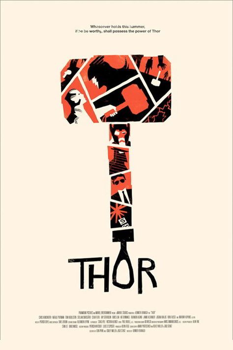 Thor by Olly Moss | Saul Bass Inspired Movie Poster Shape Overlay, Thor Poster, Thor Posters, Poster Harry Potter, Olly Moss, Poster Marvel, Posters Decor, Marvel Movie Posters, Gig Poster