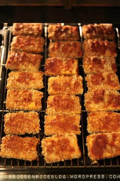 Tofu Crunchy, Panko Tofu, Healthy Tofu Recipes, Crusted Tofu, Resep Vegan, Breaded Tofu, Sweet Sushi, Forbidden Rice, Deep Fried Tofu