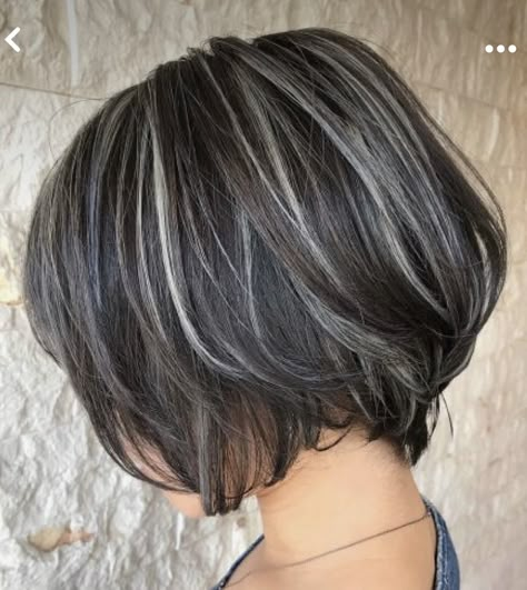 Gray Highlights, Grey Hair Transformation, Grey Highlights, Grey Hair Inspiration, Gray Hair Growing Out, Hair Diy, Dark Hair With Highlights, Brown Hair With Blonde Highlights, Short Grey Hair