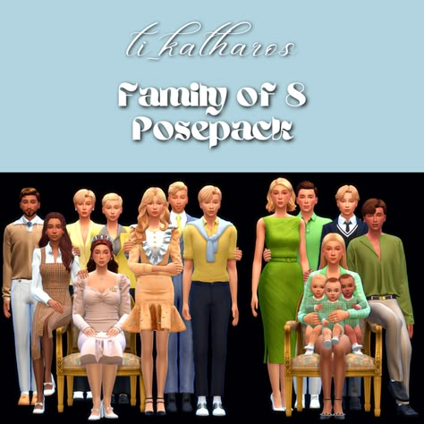 Family of 8 Posepack | Patreon Sims Royal, The Sims 4 Pose, Sims 4 Royal Cc, Sims 4 Infants, Pose Sims 4, Black Sims, Sims4 Poses, Large Family Poses, Family Of 8