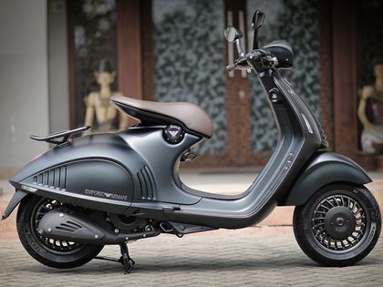 Vespa 946 Emporio Armani edition launching on November 15 - ZigWheels Vespa 946, Armani Grey, Armani Logo, Most Expensive, Handcrafted Leather, Emporio Armani, Brown Leather, On Sale, Product Launch